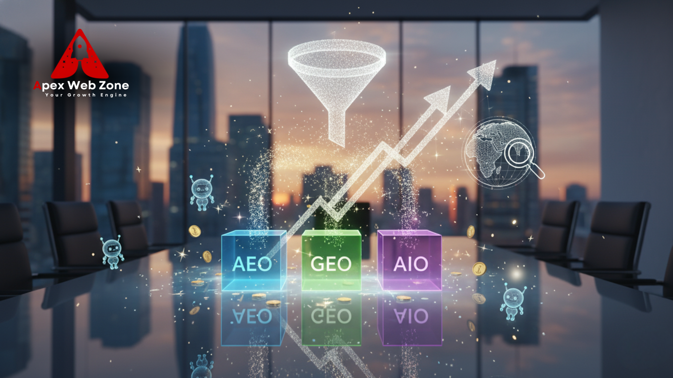 AEO GEO AIO optimization strategy boosting leads and conversions with Apex Web Zone