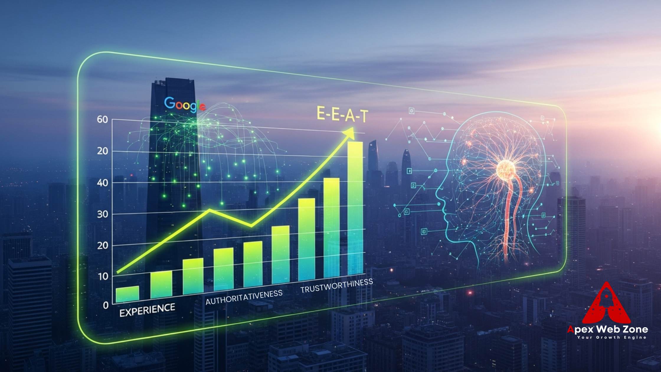 Graphic showing E-E-A-T 2025 and Google’s expertise ranking factors