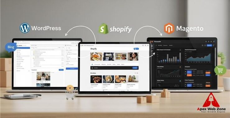 WordPress vs Shopify vs Magento 2025 ecommerce platform comparison